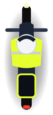 Top-down view of a motorcycle courier